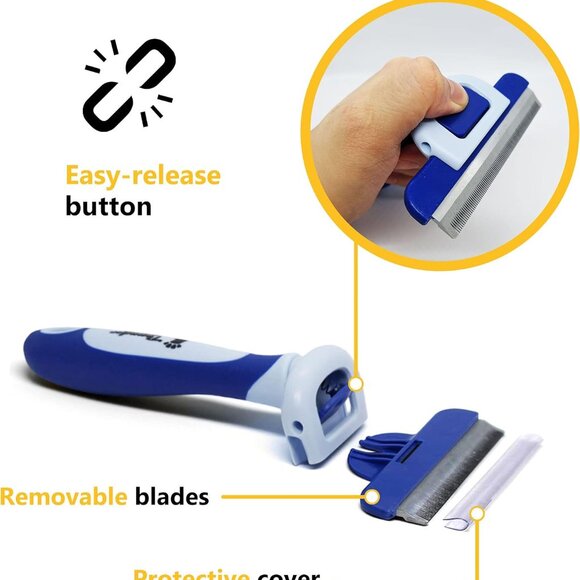 Best Professional De-Shedding Tool and Pet Grooming Brush, D-Shedz for Breeds of - Picture 3 of 9